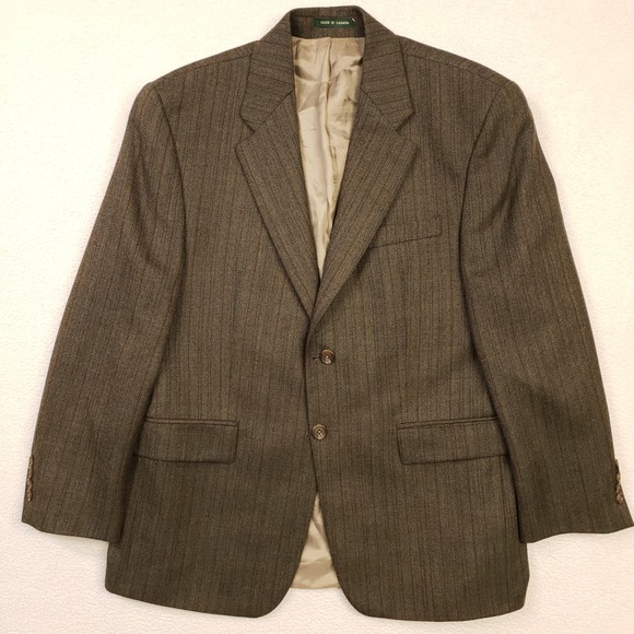 Lauren Ralph Lauren Other - Lauren Ralph Lauren Sport Coat Mens 40S Brown Wool Herringbone Pinstripe Blazer